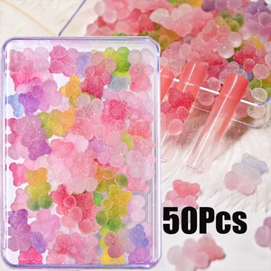50PCSグラデーショングミベアネイルアートチャームY2Kカワイイベア樹脂デザインネイルラインストーンDIY漫画ソフトキャンディネイルアクセサリー 10ベストセールスグミベア樹脂 - №7