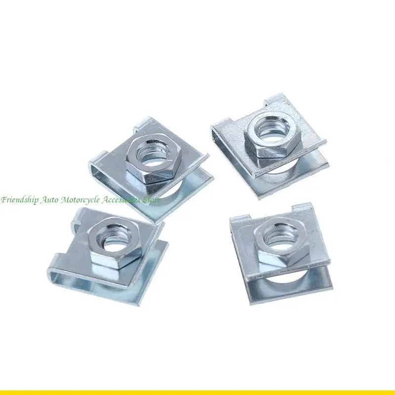 SZCH 4 Pcs Car License Plate Fastener Buckle Metal Screw Nut U-Type Clips Retainer 6m