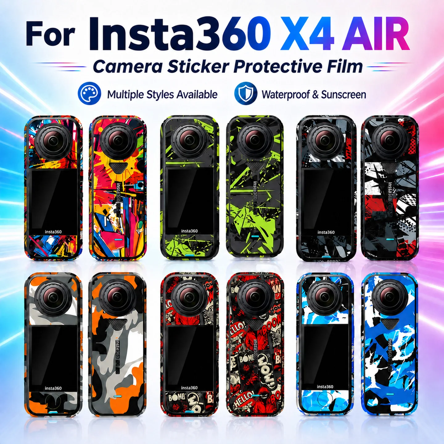 Motorcycle Riding Accessories Sticker For Insta360 X4 Air Panoramic Action Camera Decorative Protective Film Anti-scratch Decals