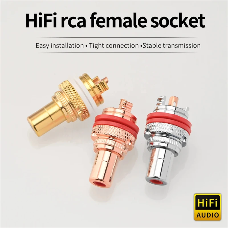 8pcs Gold Plated / Plated Rhodium / Red Copper RCA Female Socket Plug Power Amplifier Adapter Female Socket Terminal