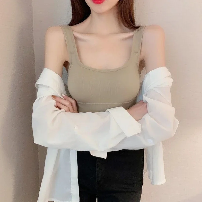 Tanks Women Students Sporty Sexy Ins Mujer Ulzzang Y2k Korean Style Trendy Soft Chic Young Club Leisure Patchwork Slender Летние image 5