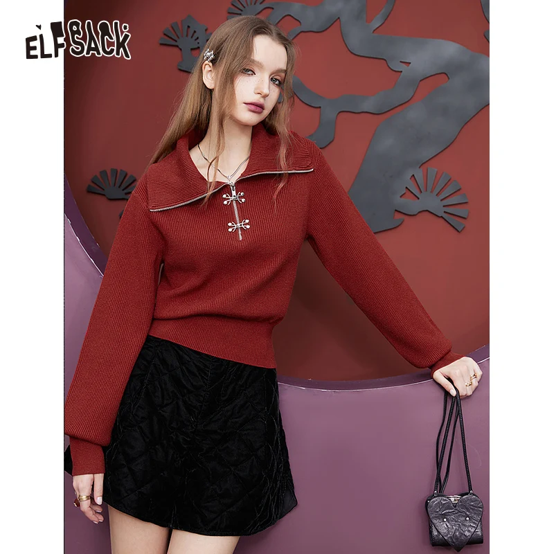 ELFSACK-pantalones cortos de cintura alta para mujer, Shorts de terciopelo, color negro, invierno, 2023