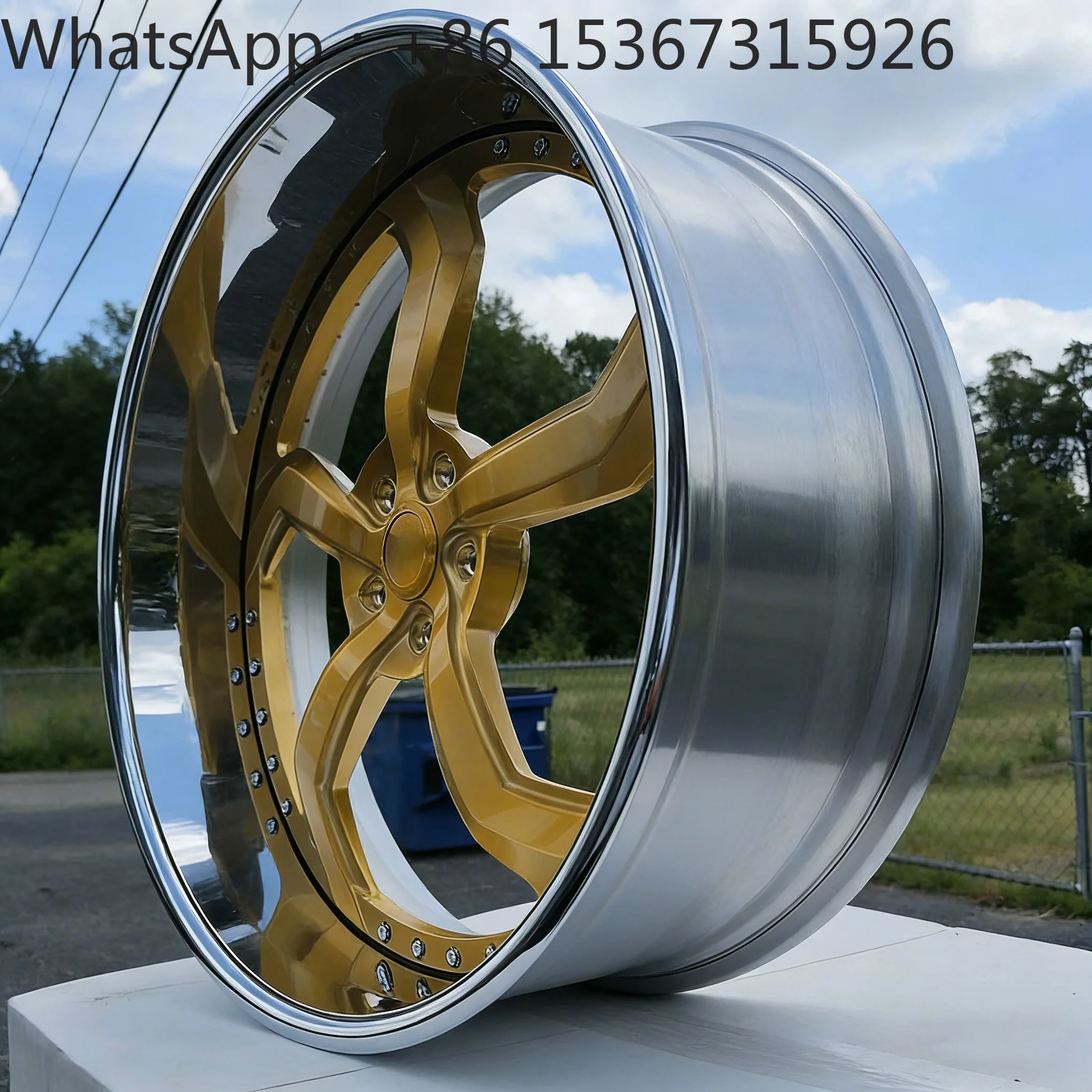 

18-22 Inch 2-Piece Deep Dish Custom Forged Wheel Rims 5x114.3 PCD Silver Gold Brushed Finish Universal Modified Auto Wheels