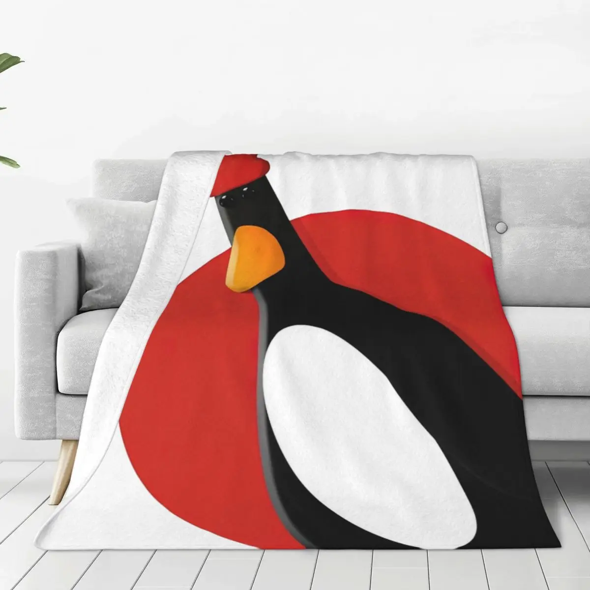 Feathers Mcgraw Silent Penguin Blanket Flannel Wallace Gromit Lightweight Throw Blankets for Car Sofa Couch Bedroom Quilt