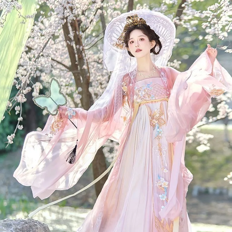 

Hanfu chest-length Tang-style crocodile waist-length heavy industry spring and summer big-sleeved new embroidery embroidery set