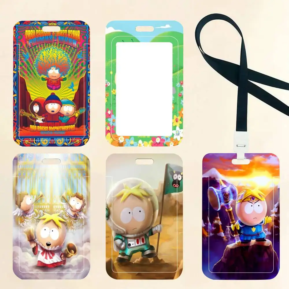 S-South Cartoon P-Park ID Card Holder Neck Strap Pendant Door Badge Holder Lanyards Keychain Work Credential Case Gift