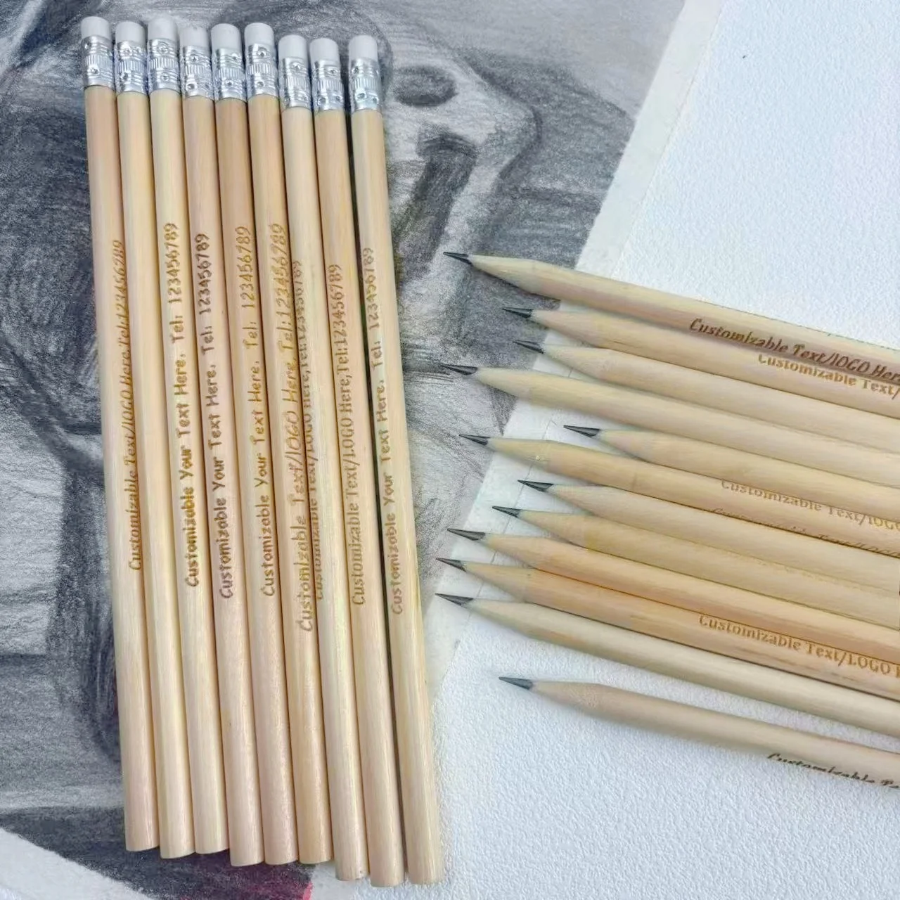 30/50/90 Stück HB Graphit-Anpassbare Bleistifte mit 0,5mm Radiergummi, Glatter Holzgriff, Nicht Durchblutend, für Zeichnen, Skizzieren, Schreiben – Detail 5