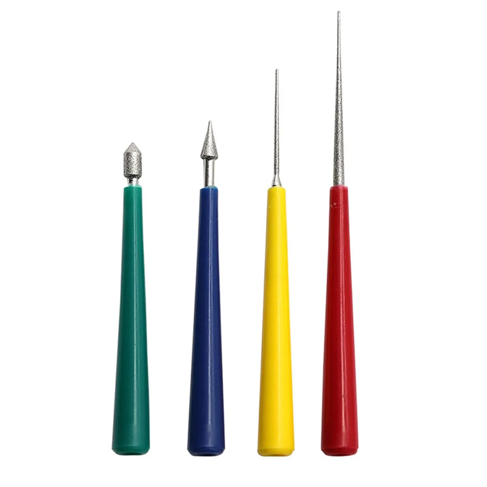 4pcs Set Diamond-Glass-Beads-File Reamer Quick-Reamer-Needle Engraving-Needle Diamond-Needle-File Beading Hole Enlarger