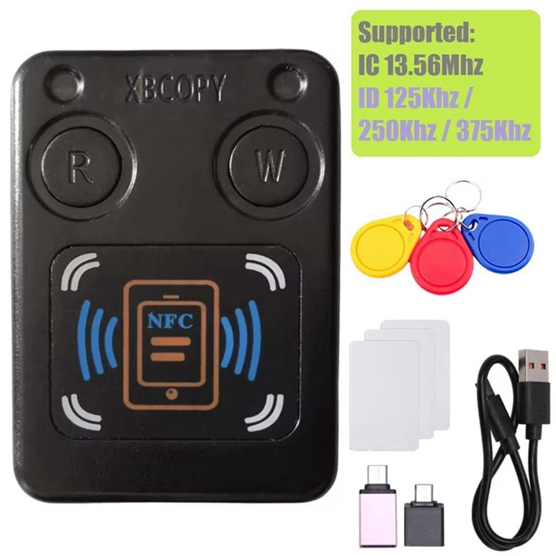 NFC RFID Smart Chip Card Reader Copier+3xUID Keychain/CUID Card IC 13.56M ID 125K 250K 375K RFID Token Clone Duplicator-DT30