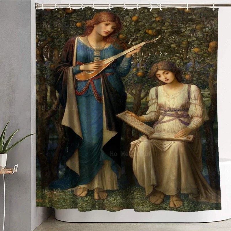 Beautiful Female Image The Woman With Violin Medieval Retro Fairy Waterproof Shower Curtain By Ho Me Lili For Bathroom Decor