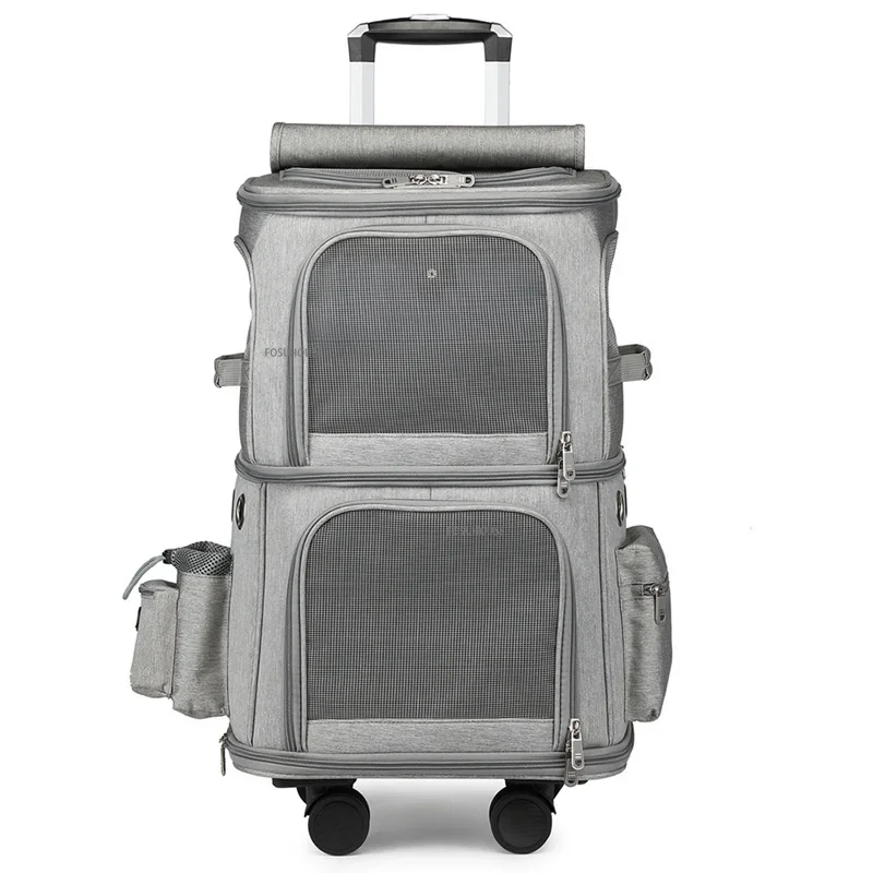 cat bag double layer Pet Trolley Case Pet Stroller for Outdoor Travel Large Capacity Two cat dog Breathable Carrying Bag