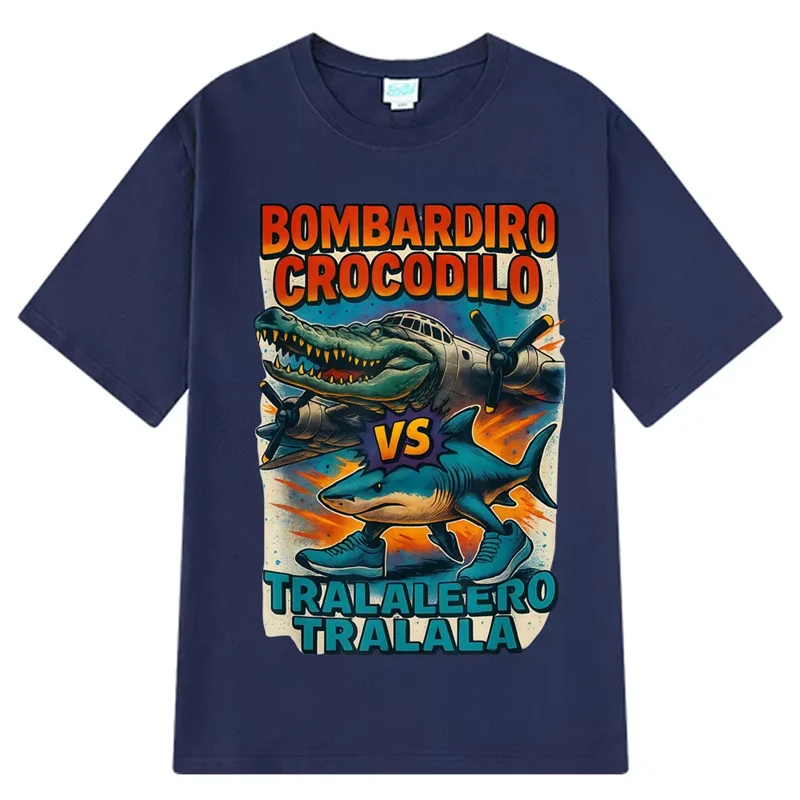 Bombardino Crocodilo VS Tralalero Tralala T-shirt Unisex Trend Funny Loose T Shirts 3D Print Design Children Fun Popular Tee