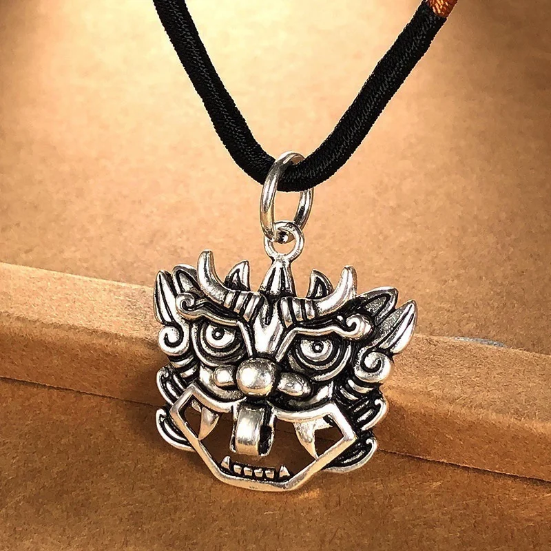 

Domineering Ancient Divine Beast Pendant Male Sweater Chain Retro Relief Taotie Necklace For Men Jewelry
