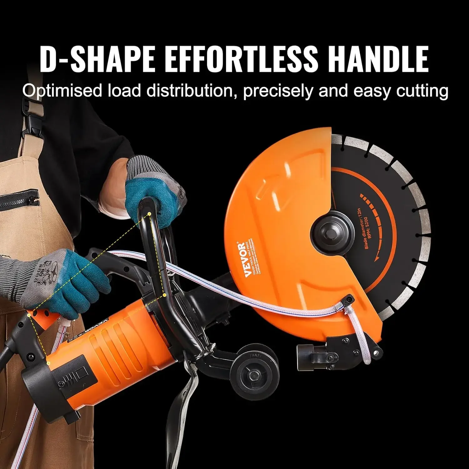 Saw, 12 in, 1800 W 15 A Motor Circular Saw Cutter with Max. 4.5 in Adjustable Cutting Depth, Wet Disk Sa