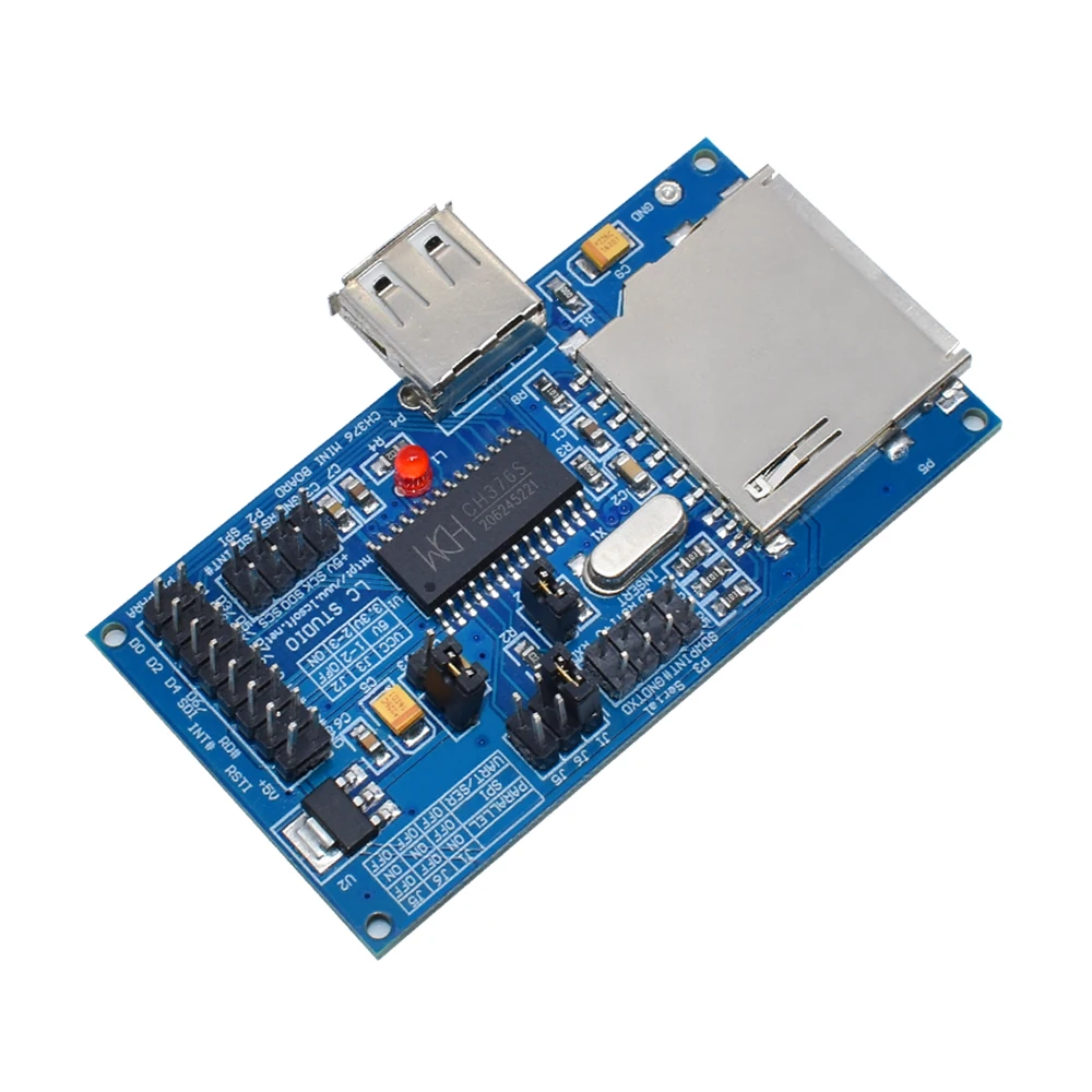 LIZAO Official CH376S IC USB Development Board Evaluation Module with SD Card Crystal Oscillator Serial Port for Arduino CH376