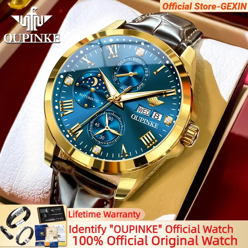 OUPINKE 3300 Luxury Watch for Men Fully Automatic Movement Watches Deep Waterproof Sapphire Mirror Mechanical Hand Clock Men