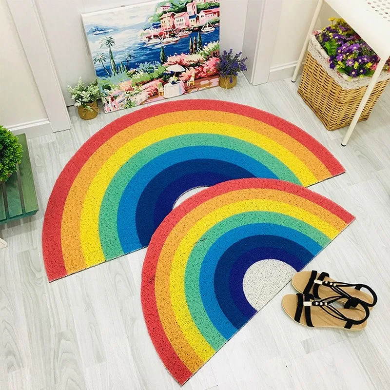 Semicircle Doormat for Home, Floor Mat, Bathroom Door Entrance, Non-slip Mats, Cartoon Color Rug, Dustproof, Waterproof Carpet