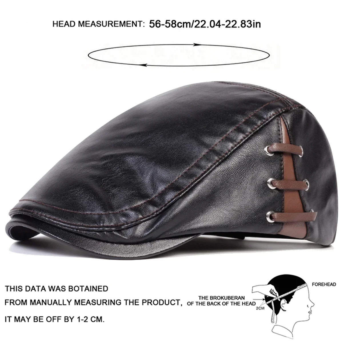 Men Retro Pu Leather Solid Color Newsboy Caps British Painters Hats Spring Autumn Side Adjustable Flat Cap Hip Hop Berets