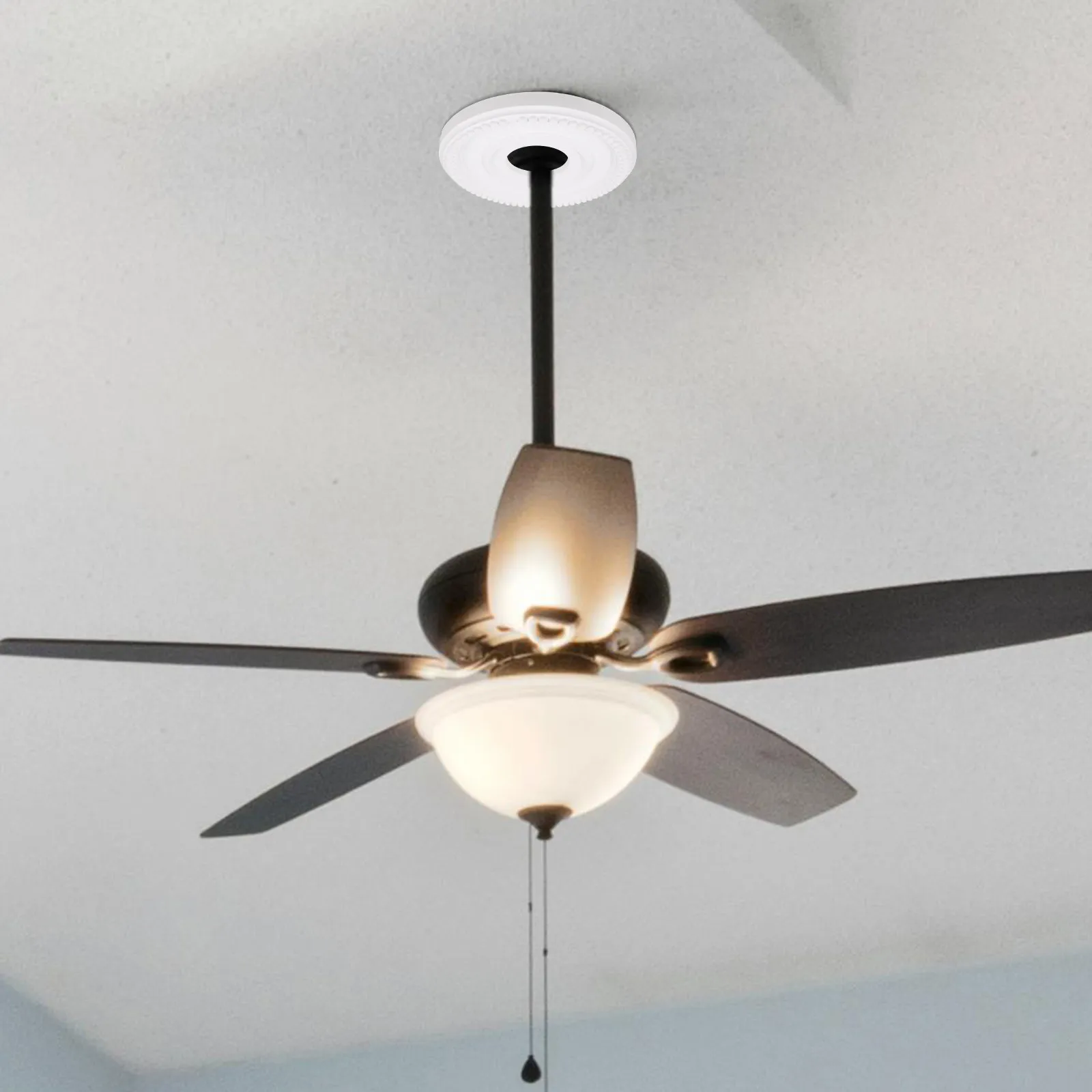 12.4 Inch PU Round Ceiling Medallion Decorative Cover for Ceiling Fan Light Fixture Hole Concealer Modern Vintage Interior