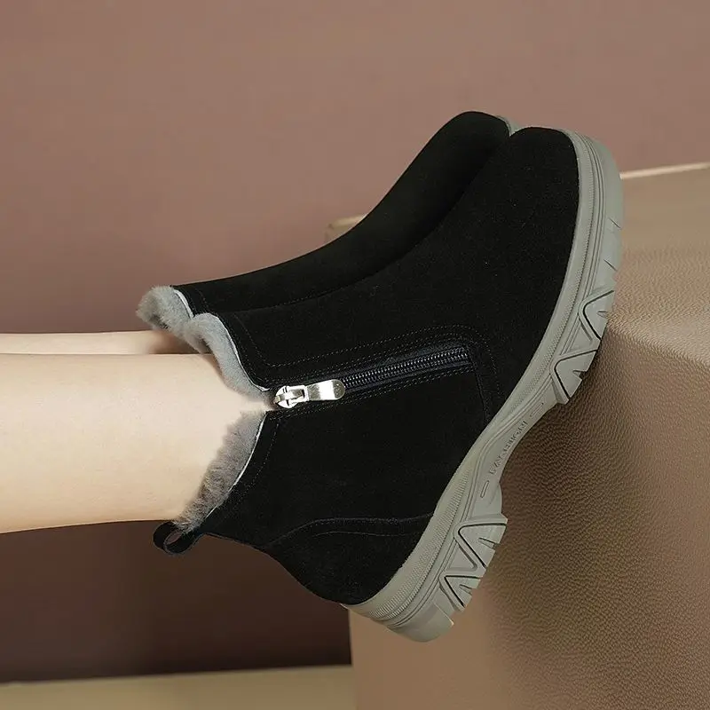 

Solid Color With Zipper Platform Snow Boots for Women Suede Fashion 2025 Sale Winter Novelty Footwear Trend Work Hot Woman Shoes