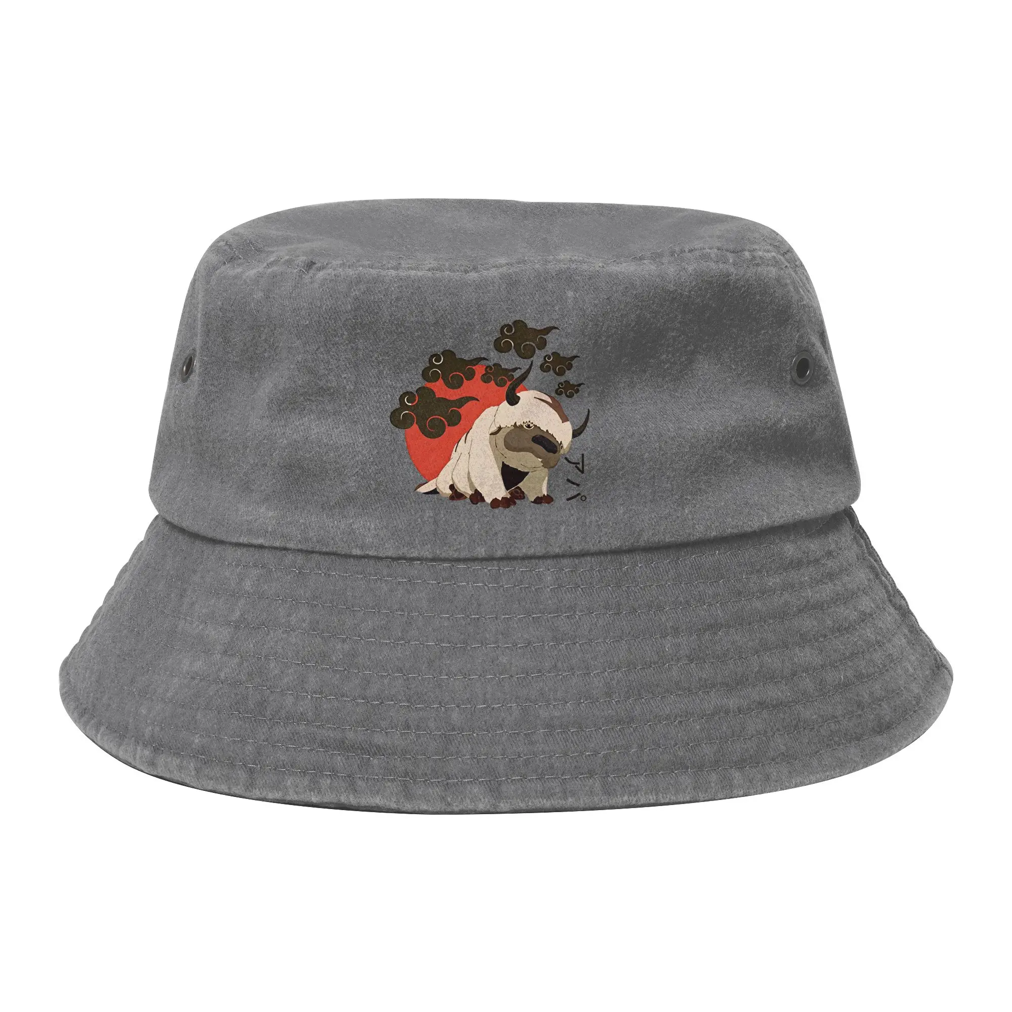 Appa YIP YIP Avatar The Last Airbender Bucket Hats for Teen Travel Anime Distressed Cotton Field Hat for Hiking Fisherman Hats