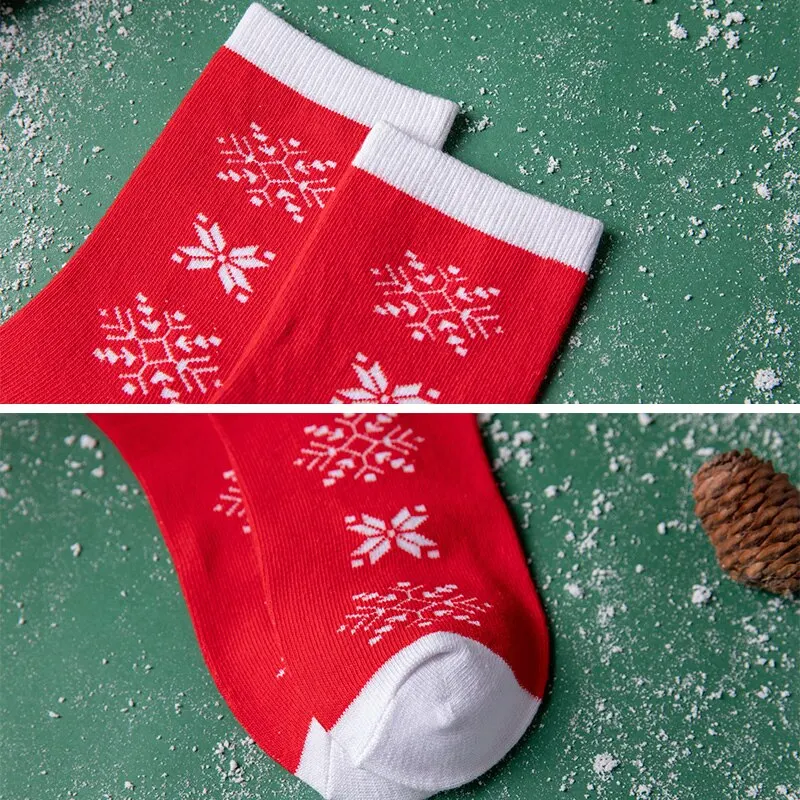 3Pairs Woman Christmas Socks Funny Xmas Santa Claus Tree Snowflake Elk Snow Cotton Tube Crew Happy Sock New Year Funny Sokken