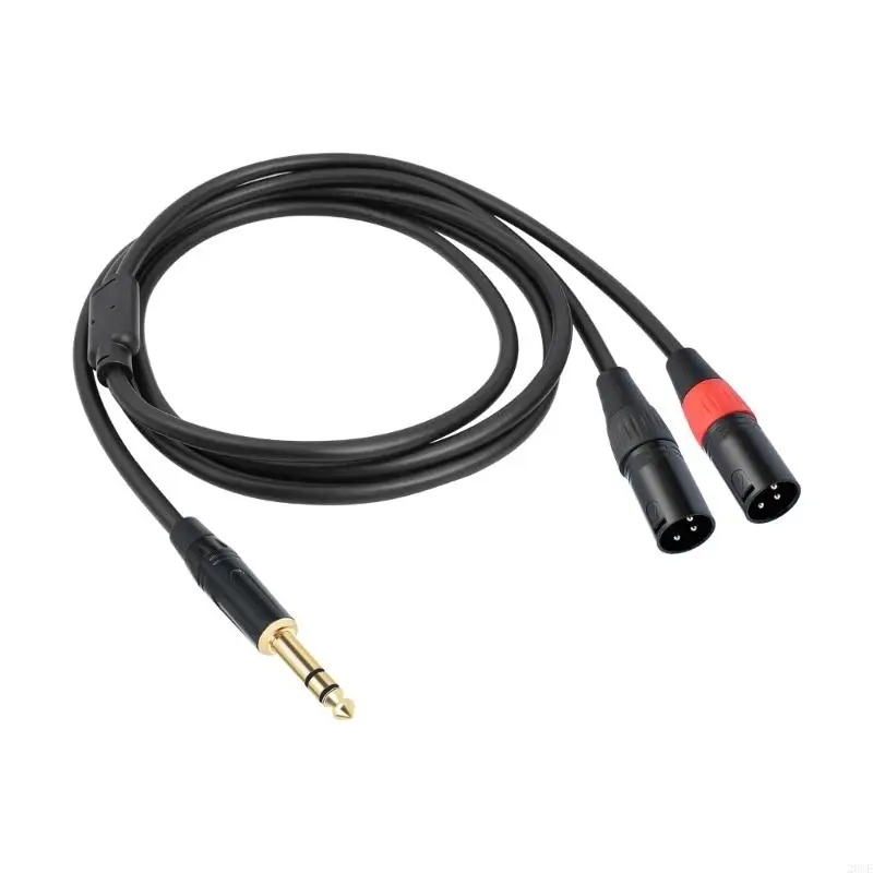 20CE Double Kanon Male to 6.35mm Male AUX Cable 1/4inch TRS to 3Pin Kanon Splitters Adapters Cord for Mixing Consoles Amplifiers