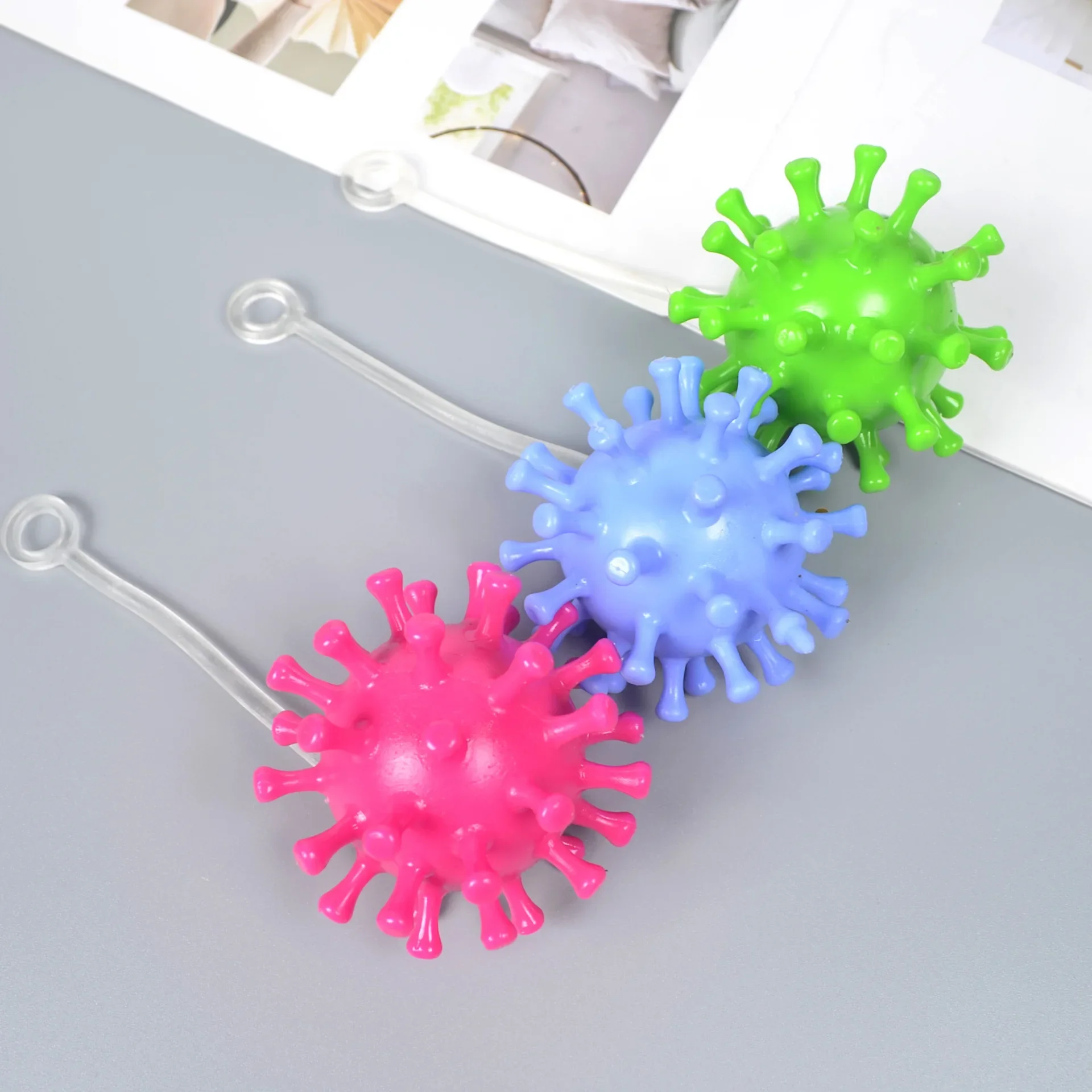 Funny Blowing Thorn Ball Vent Smash Toy Boys Inflatable Hairball Kids Toys Water Balloon Squeeze Novelty Party Toys for Children