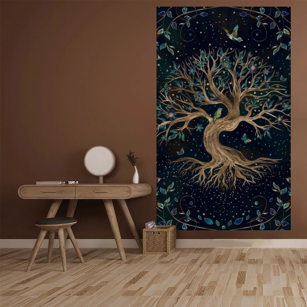 

Psychedelic Tree Of Life Tapestry Mandala Witchcraft Printed Wall Hanging Boho Carpets Yoga Mat Sofa Blanket Home For Decoration