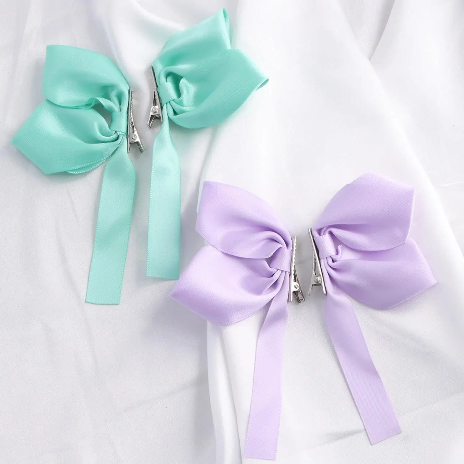 Pinces à cheveux avec nœuds doux pour femmes, 2 pièces, rubans blancs, queue de cheval, couvre-chef mignon pour filles, épingles à cheveux de Style coréen à la mode