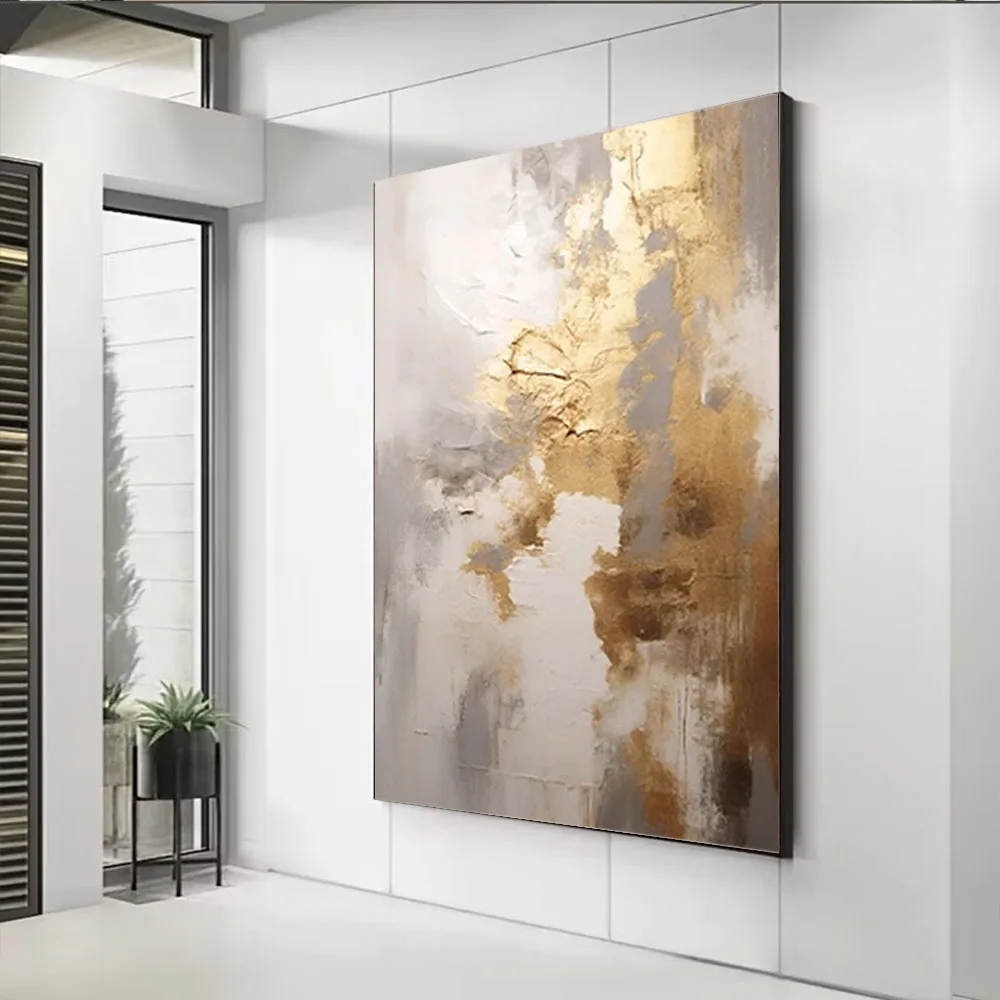 

Abstract Pendant Artwork 100% Hand-Painted Oil Painting The New Gold Leaf Panel Wall Art Decor Paintings For Home Deco Picture