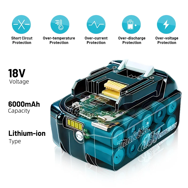 100% original 18v Makita 6Ah/5Ah/3Ah replacement lithium battery for Makita 18V BL1830B BL1850B BL1850 BL1840 BL1860 BL1815