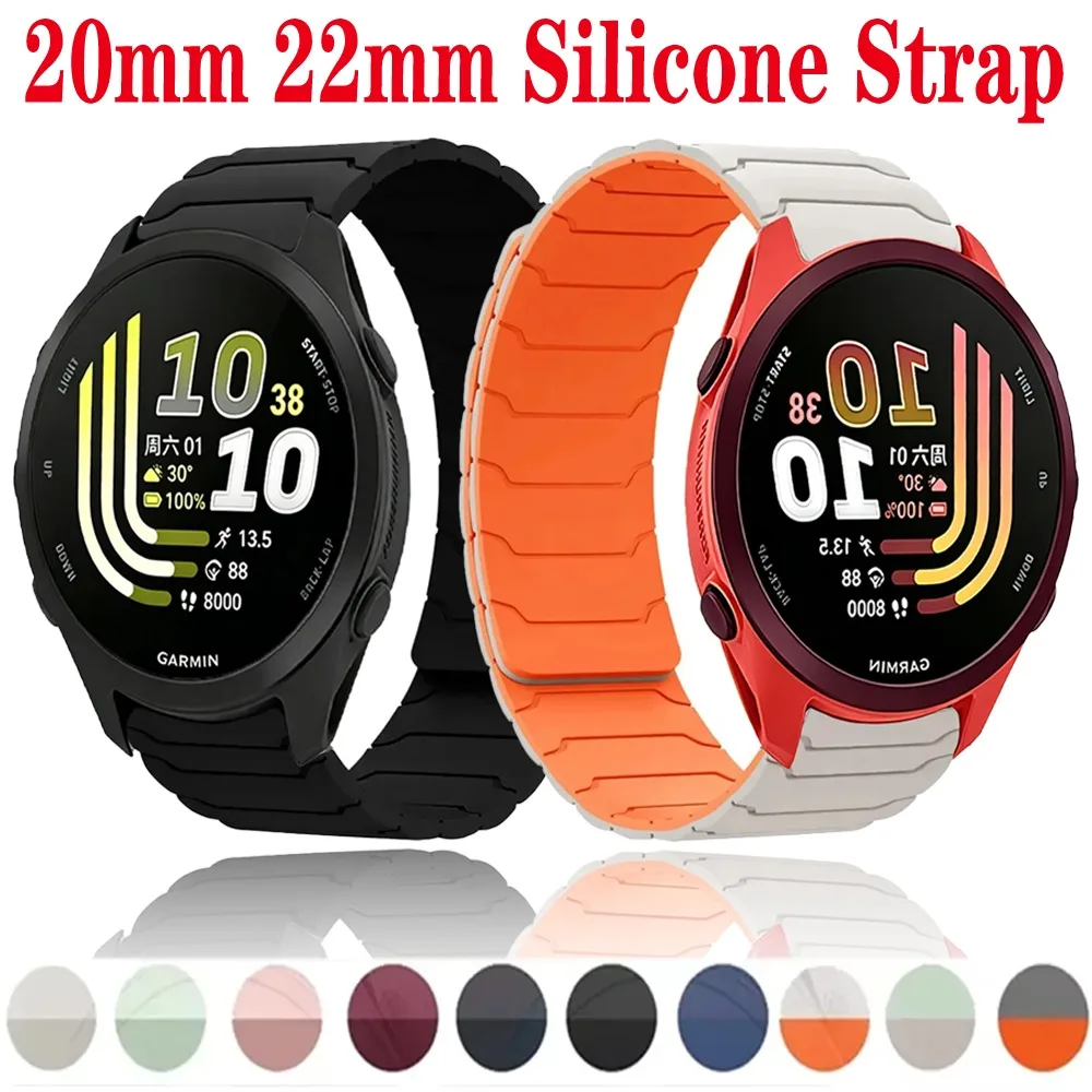 20/22mm Silicone Strap for Garmin Forerunner 170 70 970 570 Magnetic Breathable Band for Garmin Venu 4 45mm Huawei 5 GT6-5 46mm