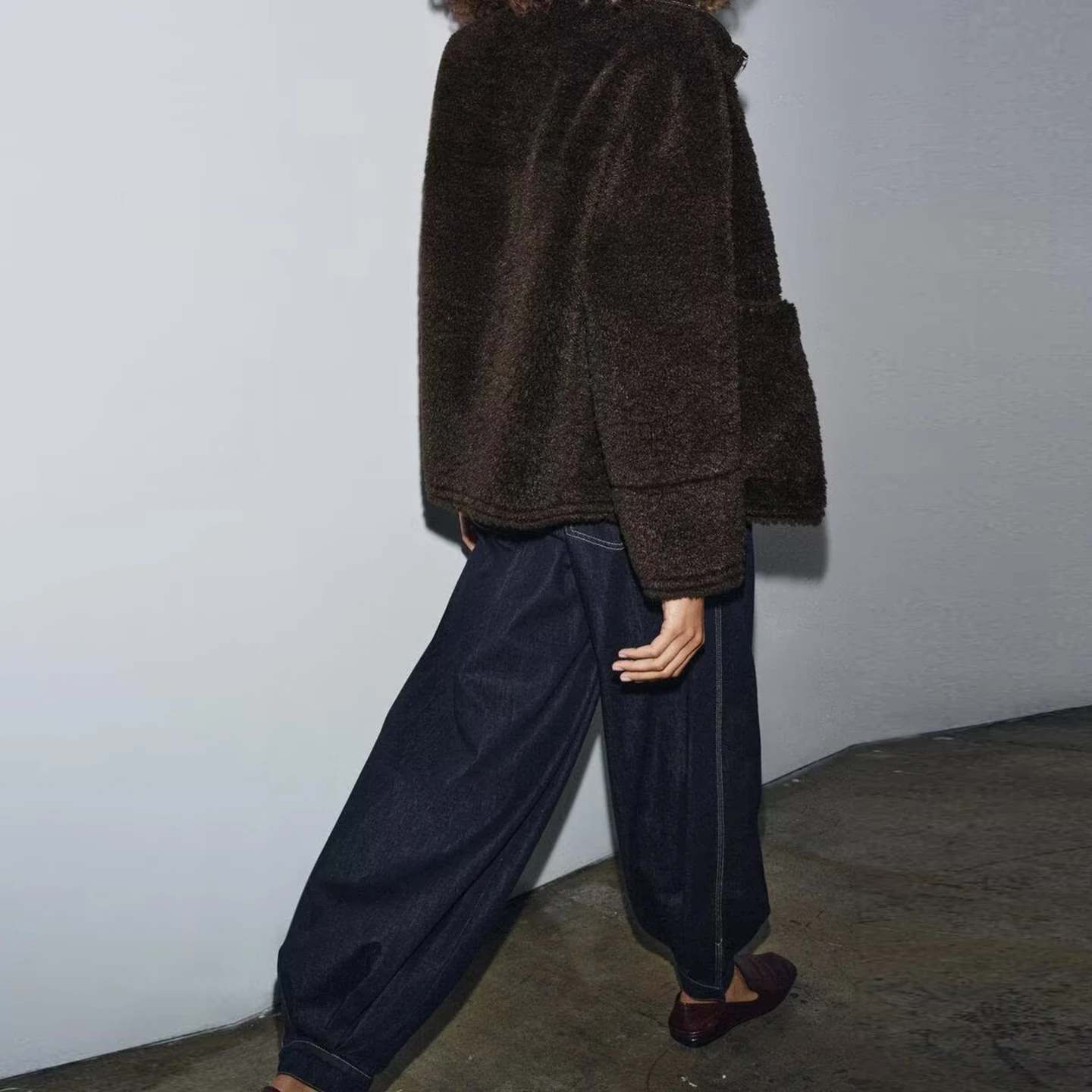 Versatile Leather And Fur Jaet 2025 Autumn New Women's Faion Series Cabinet 849 Straight Tube Long Sve Zipper ort Coat