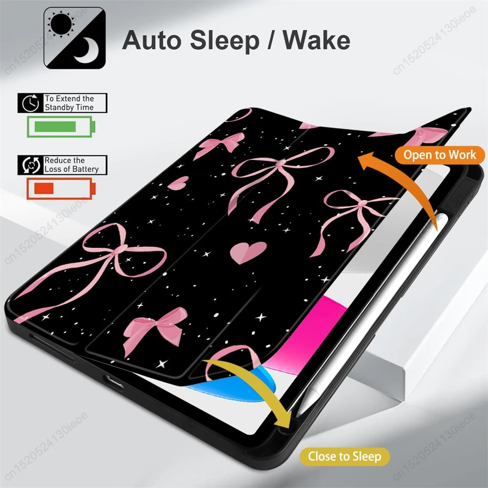 For iPad A16 11th 10 10th 10.2 9th 8th 7th Air 7 6 5 4 4th 5th Gen 10.9 inch Pencil Holder Case iPad Pro 11 Mini 7 Tablet Cover