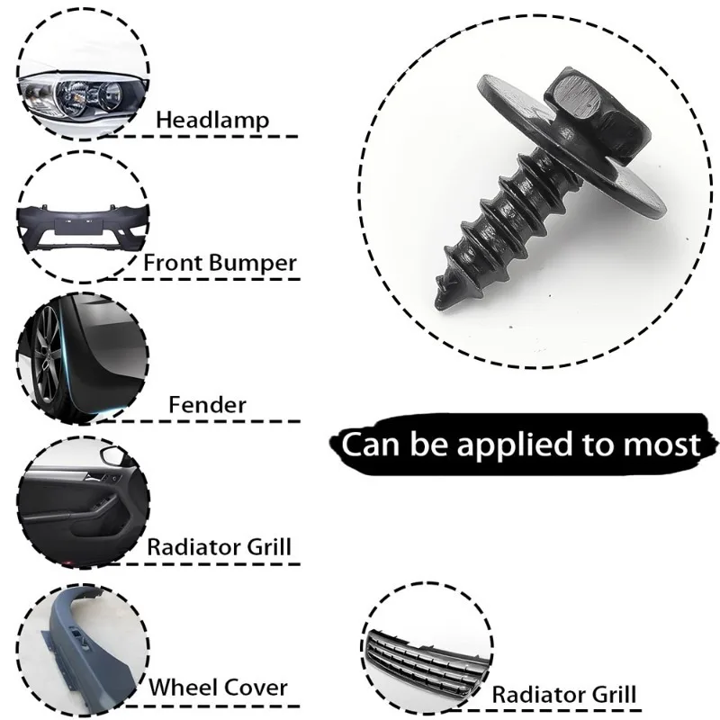 Automotive Hexagonal Head Self-tapping Screws Car Fender Splash Seal Guards Rivet Clip Screws Fasteners Plastic Clip Buckle
