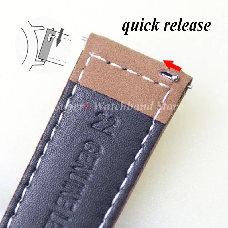 Винтажный кожаный ремешок для часов Panerai 20 мм, 22 мм, 24 мм, браслет, коричневый матовый ремешок для часов для женщин и мужчин, быстросъемный ремешок на запястье