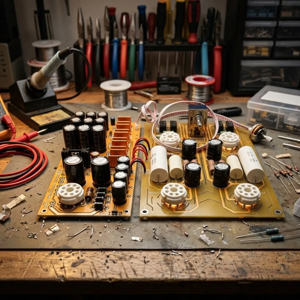 6SN7 Valve Preamp Kit for Audio Projects with PSU Board 4 Input Channels Gold Plated PCB 160x230mm Preamplifier Board