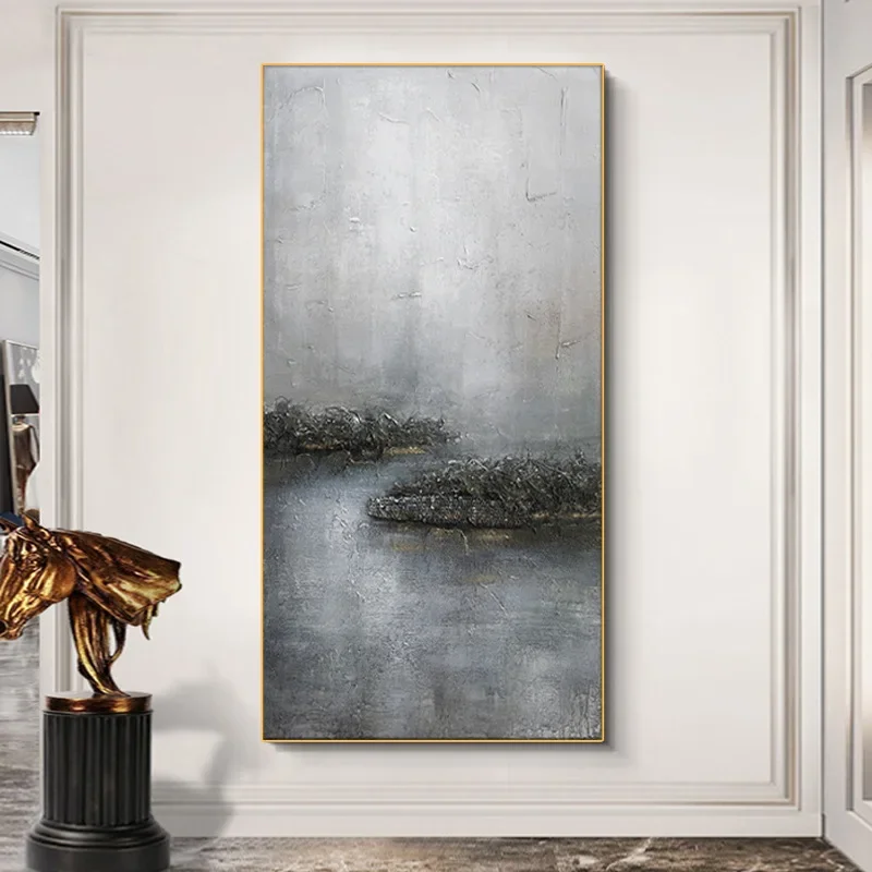 Hand-painted oil painting extreme poverty wabi-sabi wind large living room decorative painting