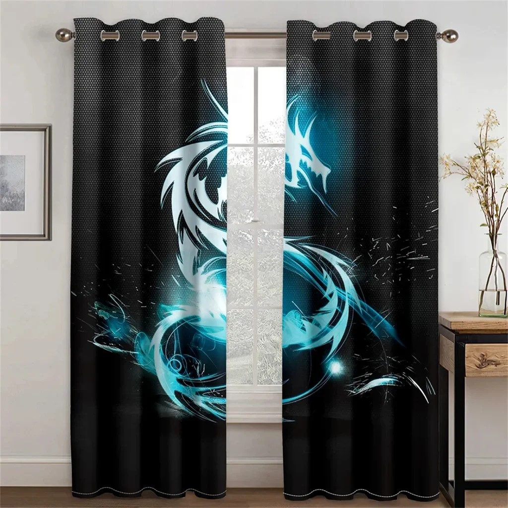 

3D Modern Cool Dragon eSports Game Style Sunshade Curtains 2 Panel Boys Room Bedroom Living Room Home Decor Curtains