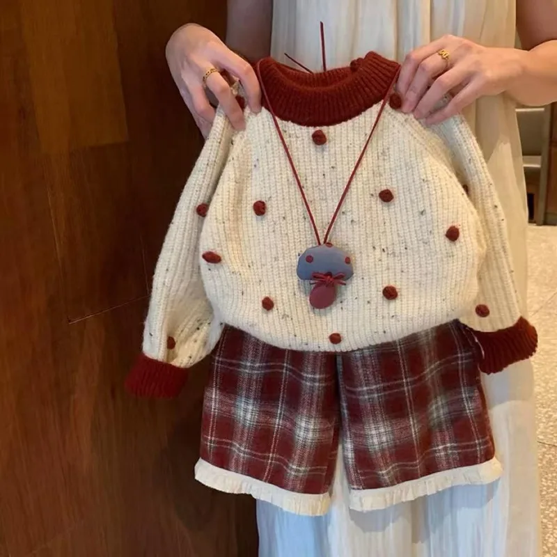 

2025 Autumn Winter New Girls' Sweater: Stylish Thickened Knitted Top,Warm Soft Skin-Friendly,Versatile Layering for Kids