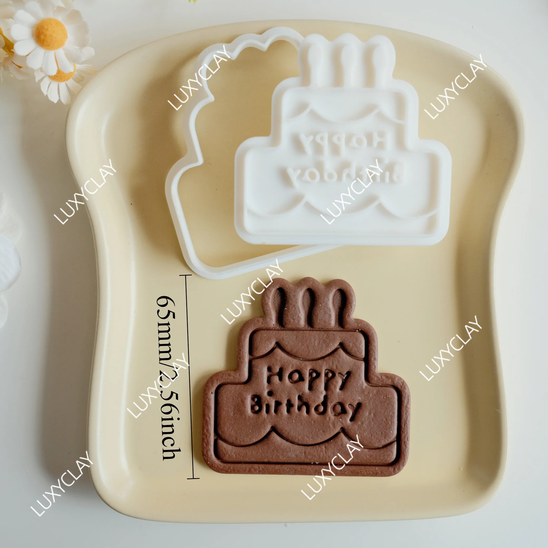 Cake Cookie Cutters Stamps Mold Happy Birthday Cute Bear Cookie Mold Frosting Biscuit Mould Fondant Cake Mold Baking Tools