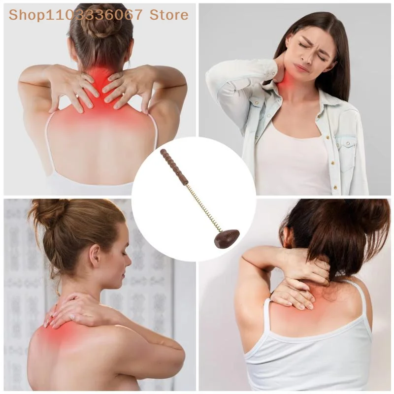 【HLS】【HB】Wooden Massager Ball Hammer Reduce Soreness Percussion Spring Ball Massager Reduce Fatigue For Office