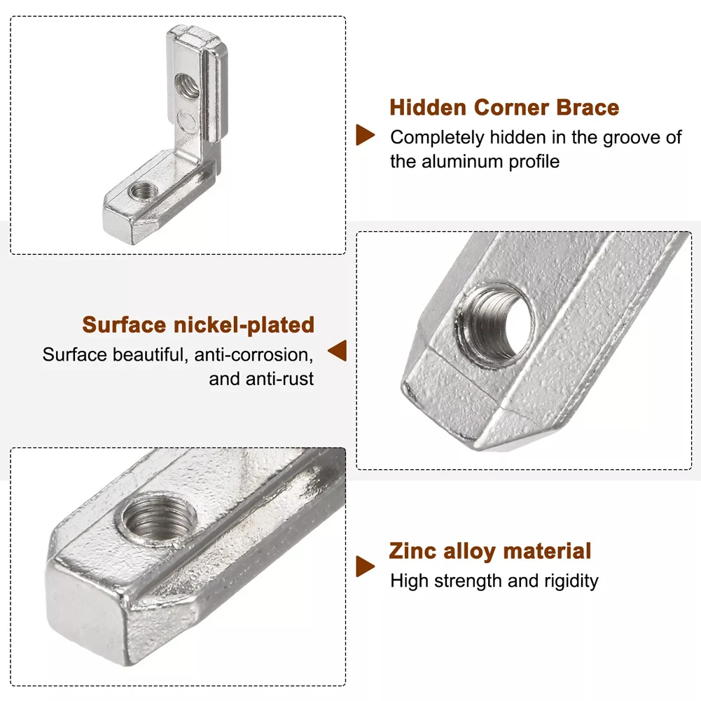 Zinc Alloy CNC Routers Corner Suportes, Modelos Compatíveis Perfil Parafusos, 40Pcs