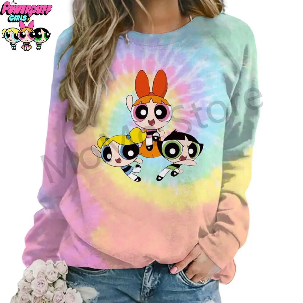 Women's Long Sleeve Sweatshirts O Neck The Powerpuff Girls Y2k 2024 Winter High Quality Streetwear Party Kawaii Pullovers New