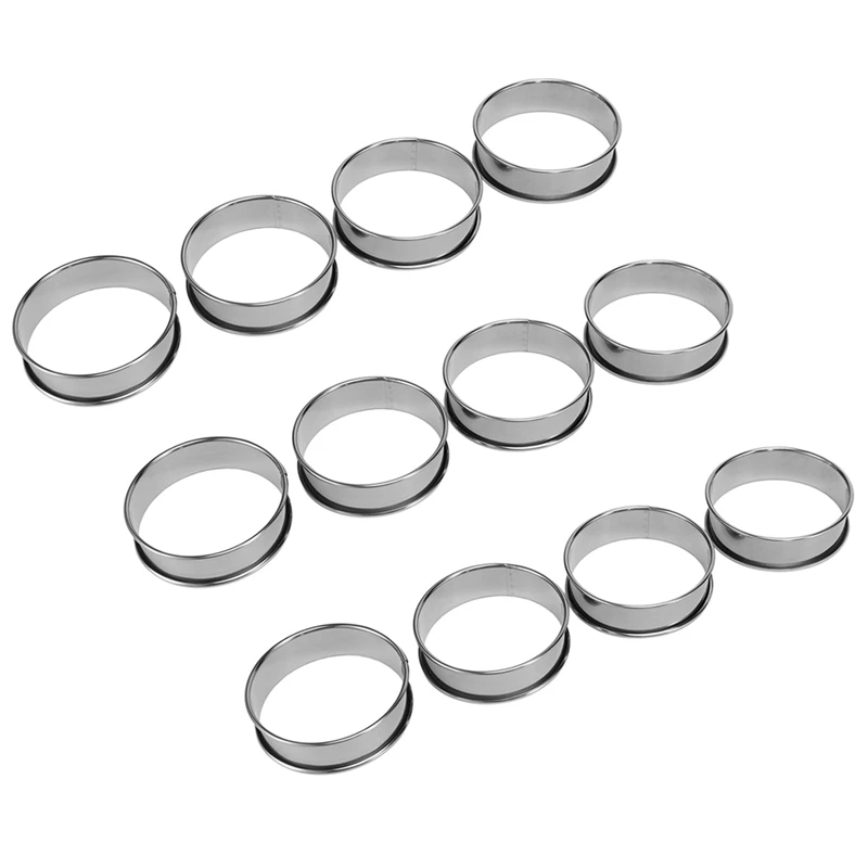 24 Pieces 3.15 Inch Double Rolled Tart Rings Stainless Steel Round Muffin Rings Metal Crumpet Rings Molds