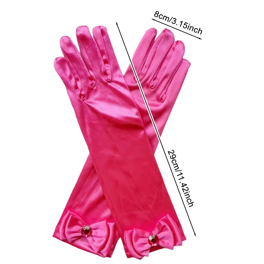 1 زوج الأطفال قفازات الراين مطعمة Bowknot ديكور الأميرة قفازات مشرق اللون قفازات أداء مرحلة الفتيات قفاز #6