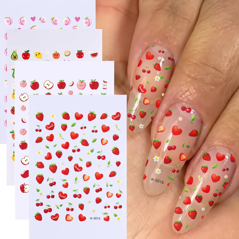 6 шт. наклеек для ногтей с изо – обзор и цена Nail Art Strawberry