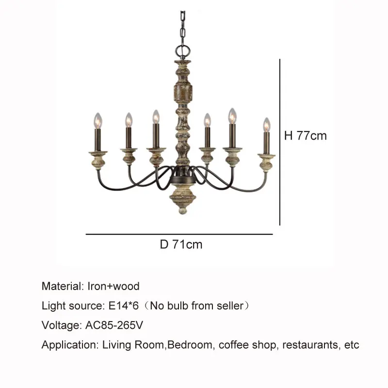 Creative American Rural French Wood Chandelier Lamp Living Room Dining Room Bedroom Restaurant Coffee Shop Home Stay Decor Lamp