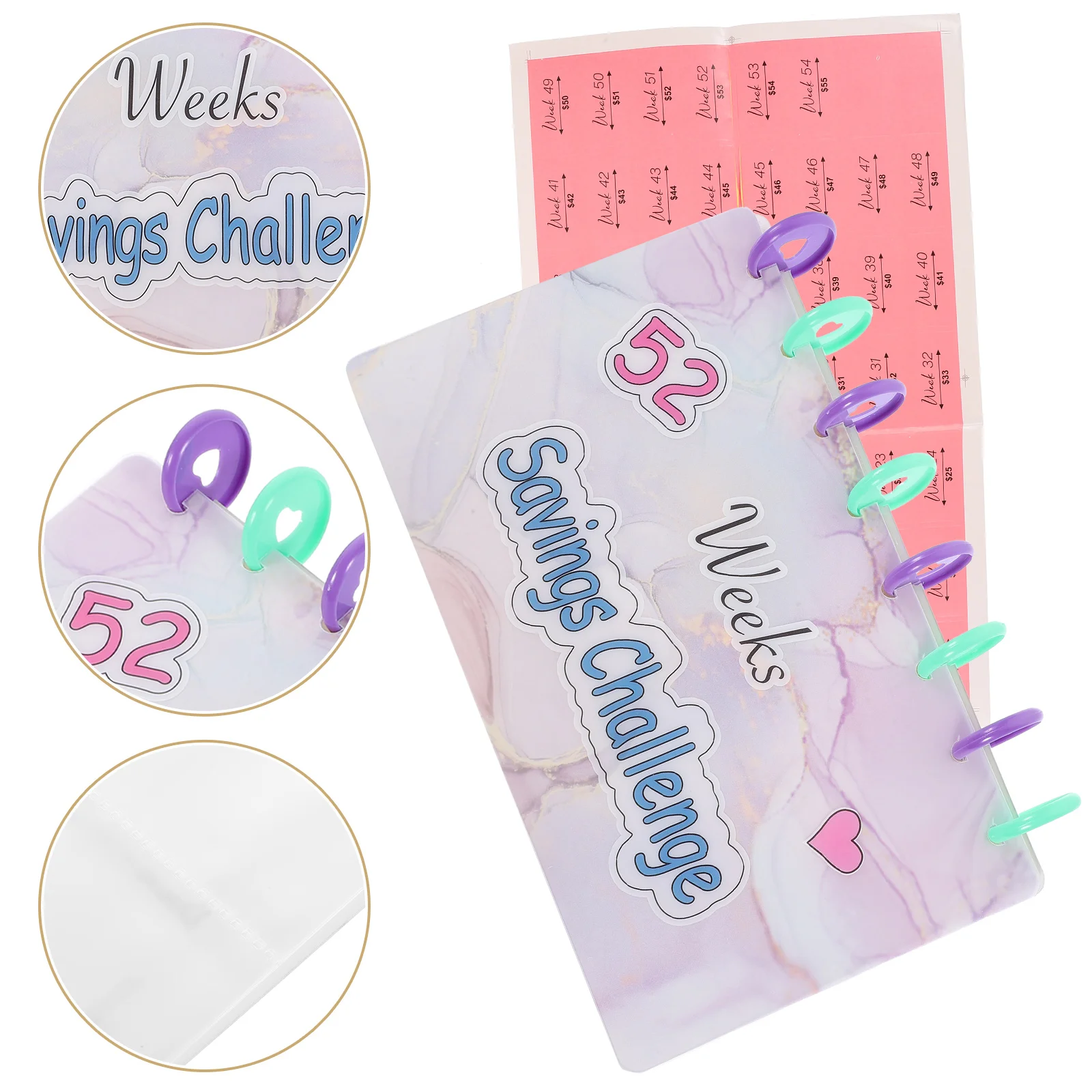 Savings Challenge Printable Loose Leaf Book Cash Budget Binder Envelope Pp Stickers for Pouches